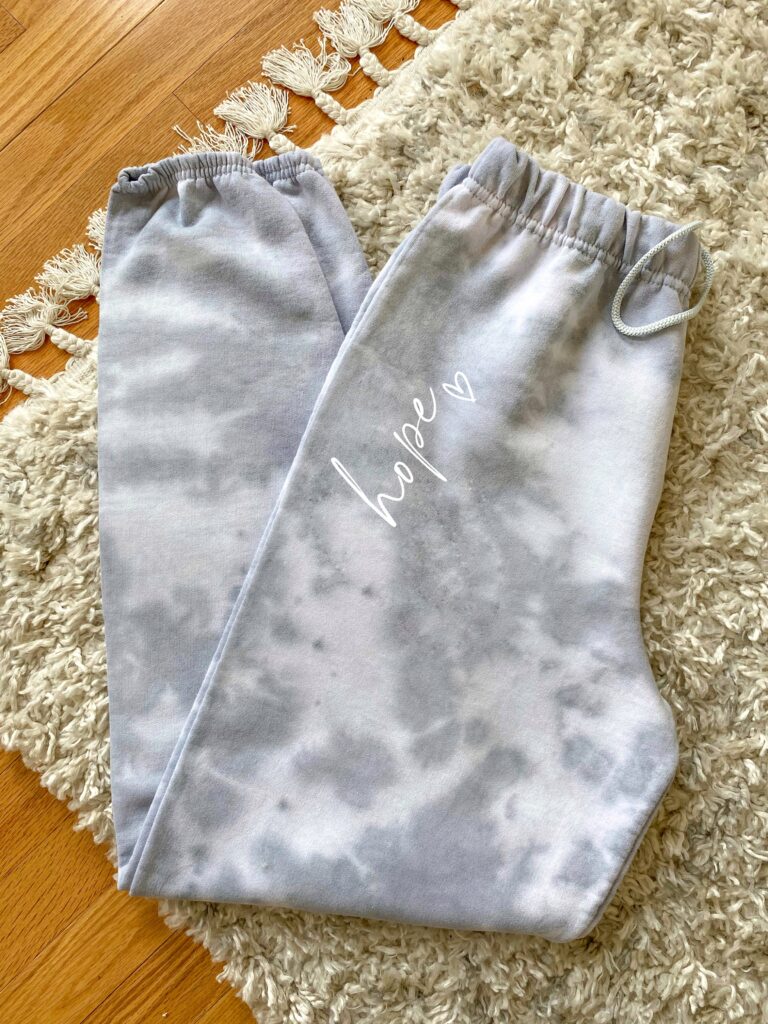 white and grey tie dye joggers